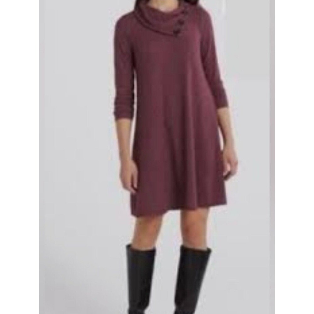 *NWT* French Grey Stich FIx Super Soft Mauve Cowl Neck A-Line Dress Size M